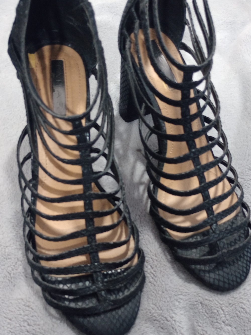 Tahari Black Strappy Cage High Heel Sandals